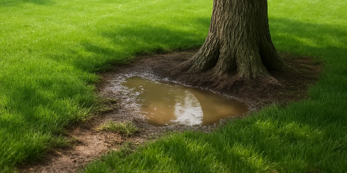 stopping water from pooling near trees